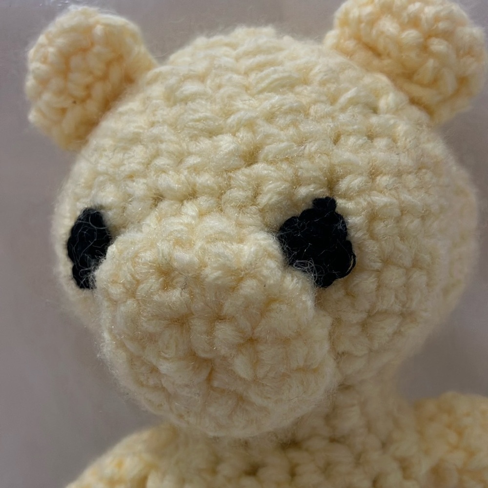 Yellow and Gray Amigurumi Stuffed Bear Toy - Picture 2 of 5